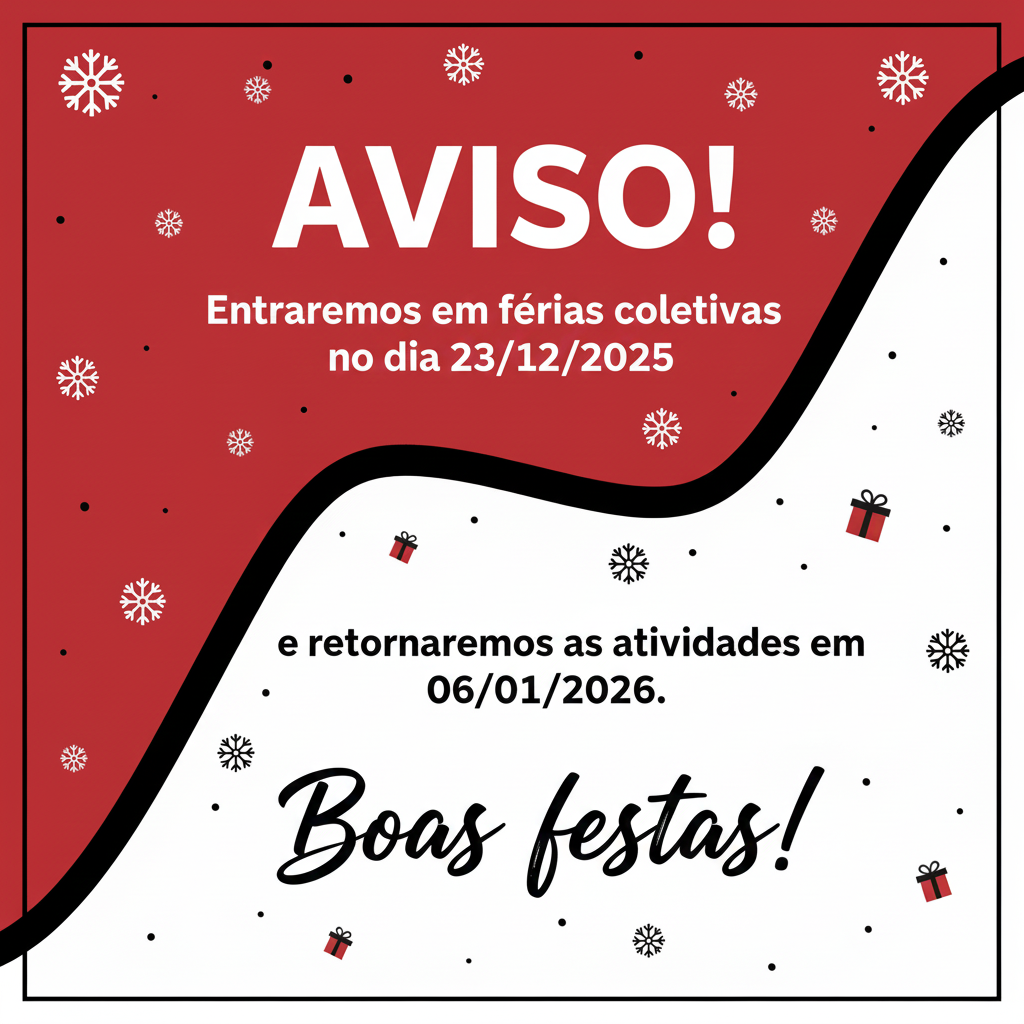 Aviso de Ferias: de 23/12/2025 até 06/01/2026